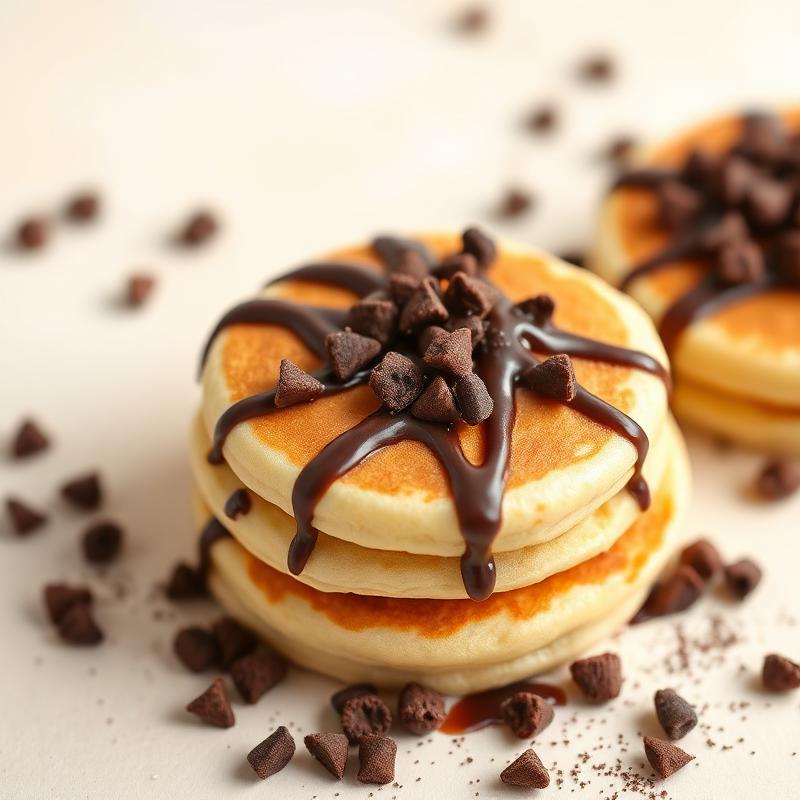 Dairy-free dark chocolate drizzle over mini pancakes